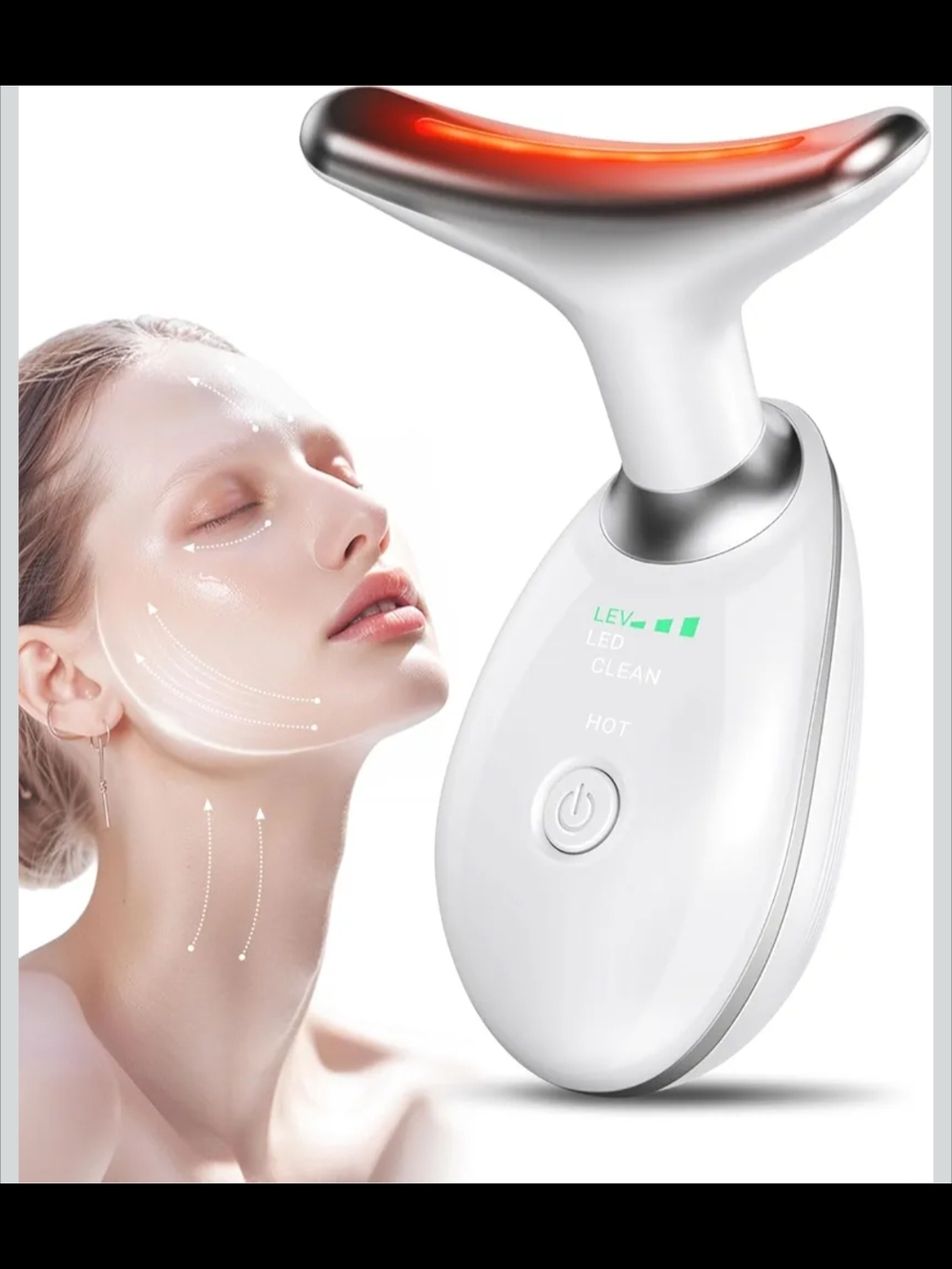 LED Facial Massager Device in White and Silver